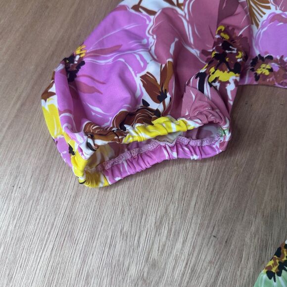 Lildy Floral Drawstring Waist Midi Dress S-M Pink Green Fall Boho Layering - Picture 3 of 6